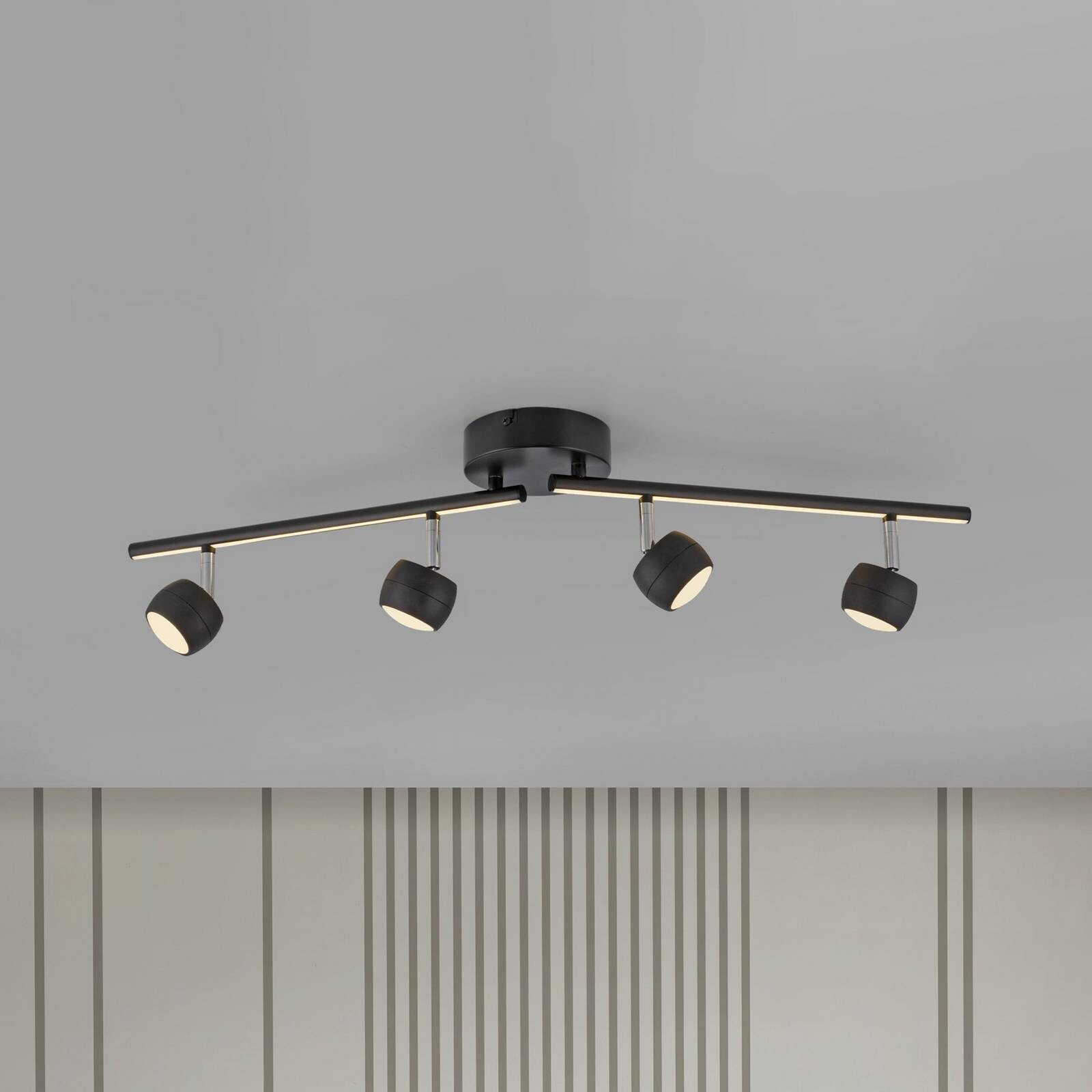 JUST LIGHT. LED stropné bodové svetlá Jarik, 4-pl., čierny, 3 000 K