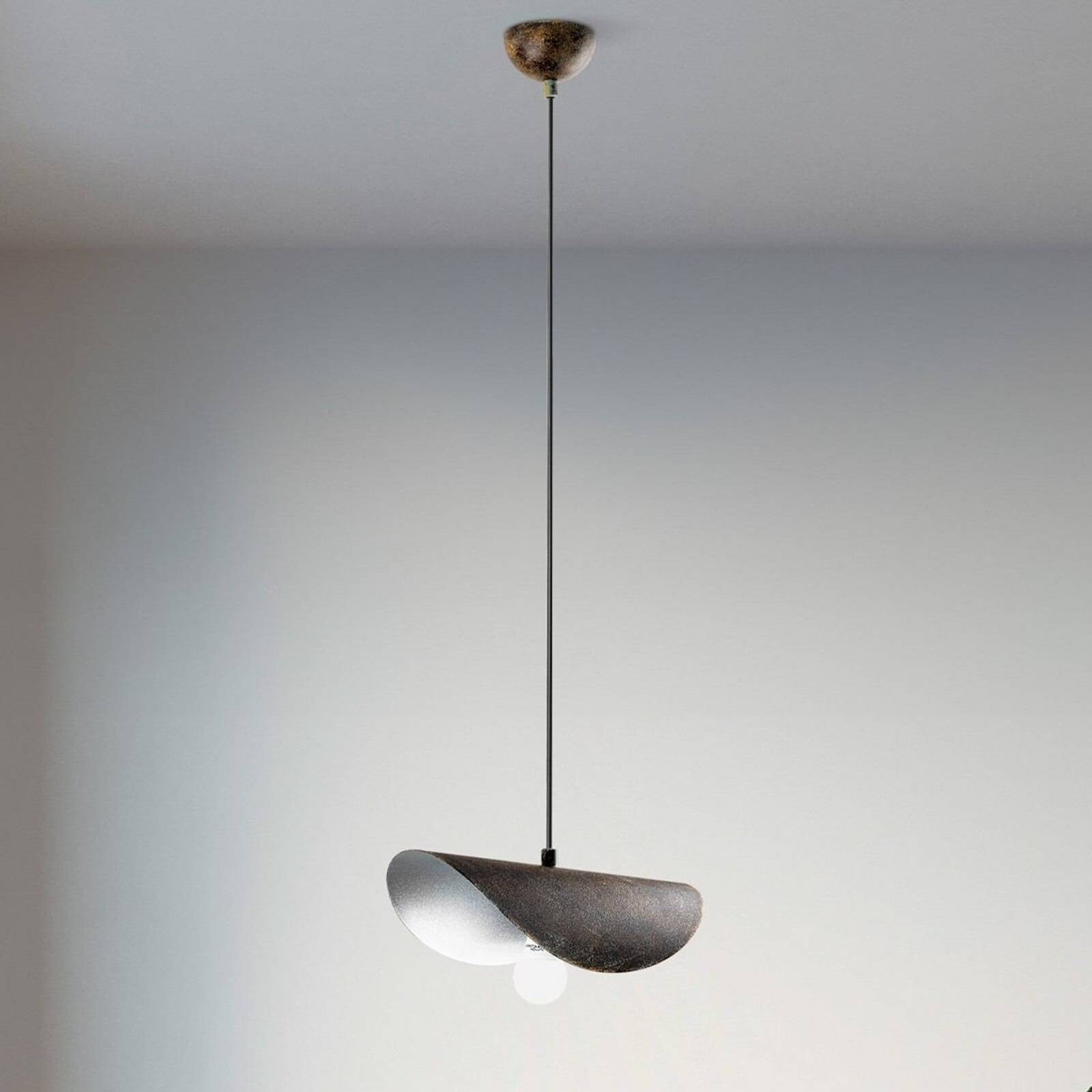 Závesné svietidlo Eger, 1-pl. antik hnedé, kov, E27