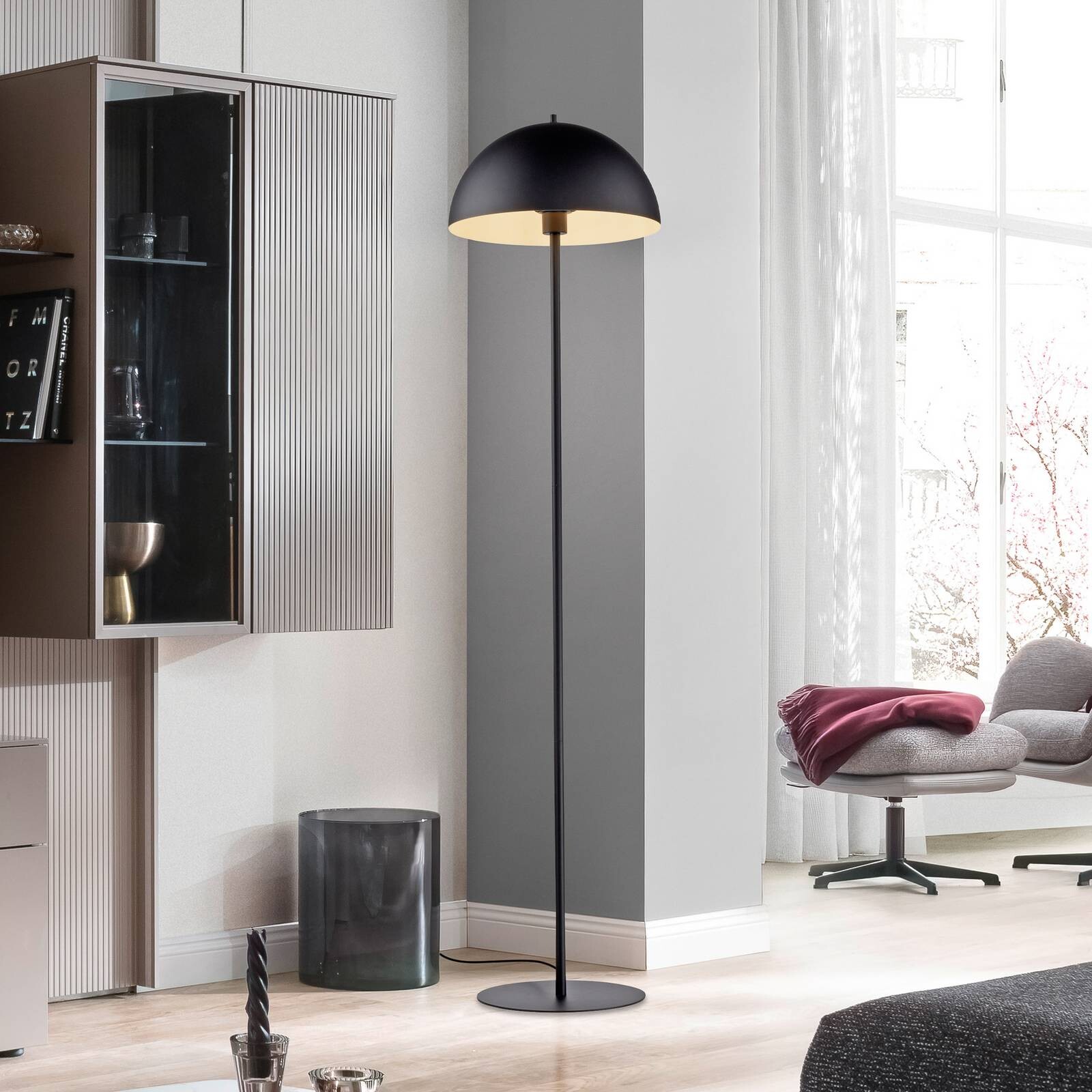 Schöner Wohnen stojacia lampa Ali, čierna, železo, E27