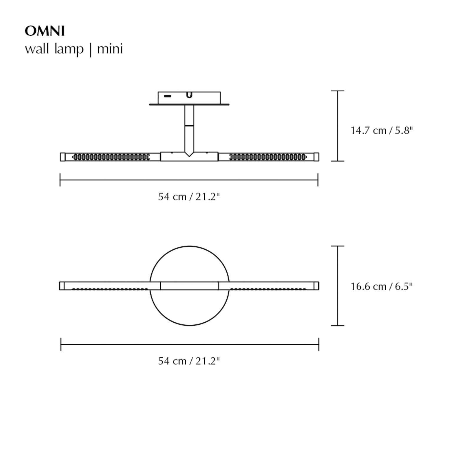 UMAGE LED nástenné svetlo Omni, oceľová farba, šírka 54 cm, 2-pl.