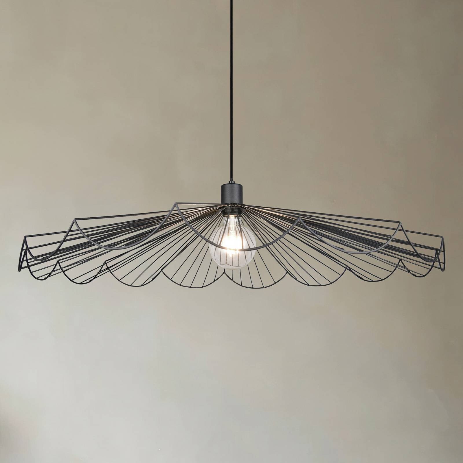 Závesné svietidlo Margarita, Ø 80 cm, čierne, E27, kov