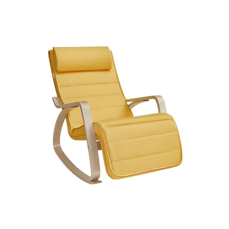 Hojdacia stolička s opierkou na nohy a vankúšom, žltá