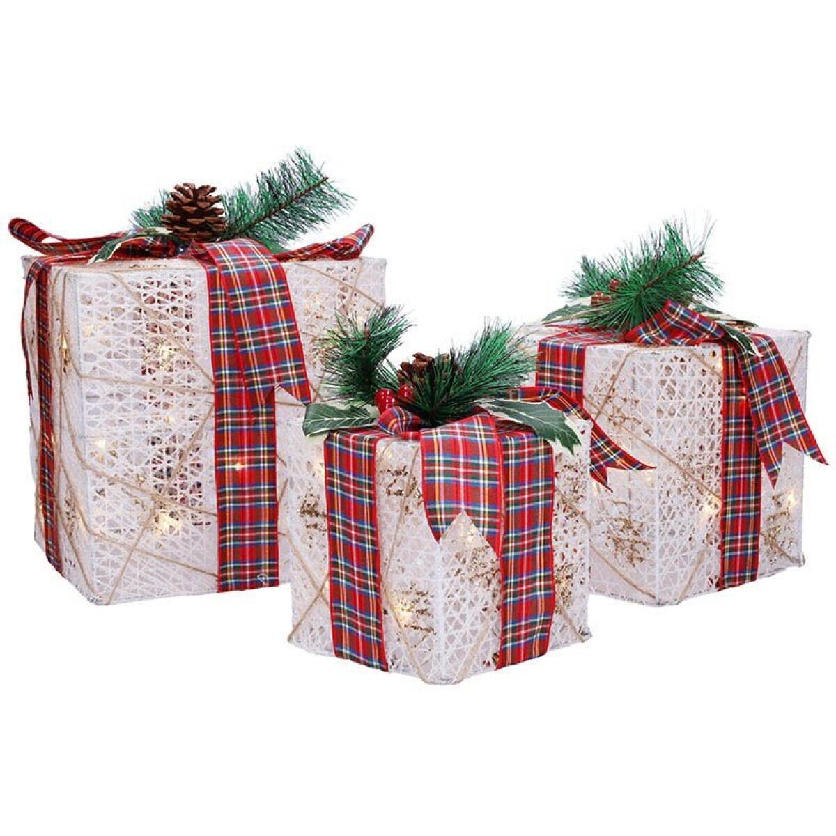 Solight Sada 3 LED vianočných darčekov, 48x LED, IP44