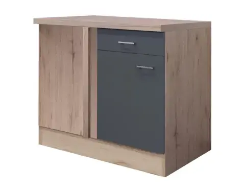 Dolná rohová kuchynská skrinka Tiago, dub san remo/sivá, šírka 110 cm%