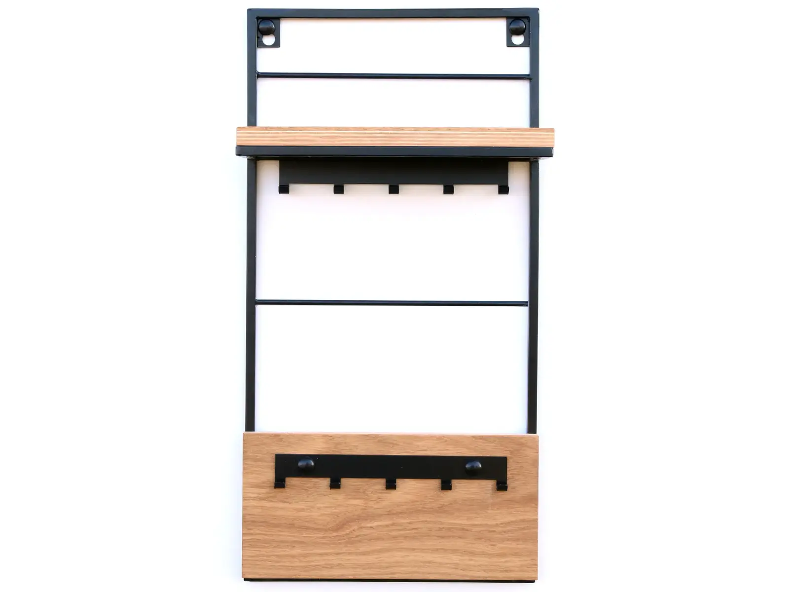 Nástěnná polička na klíče Kluze 25 cm černá/hnědá