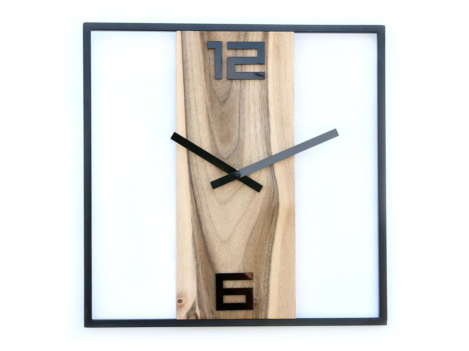 Nástěnné hodiny Woody 33 cm ořech/černé