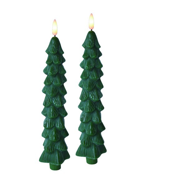 Sada 2 ks vánočních LED svíček Nikolao 5x26 cm zelená