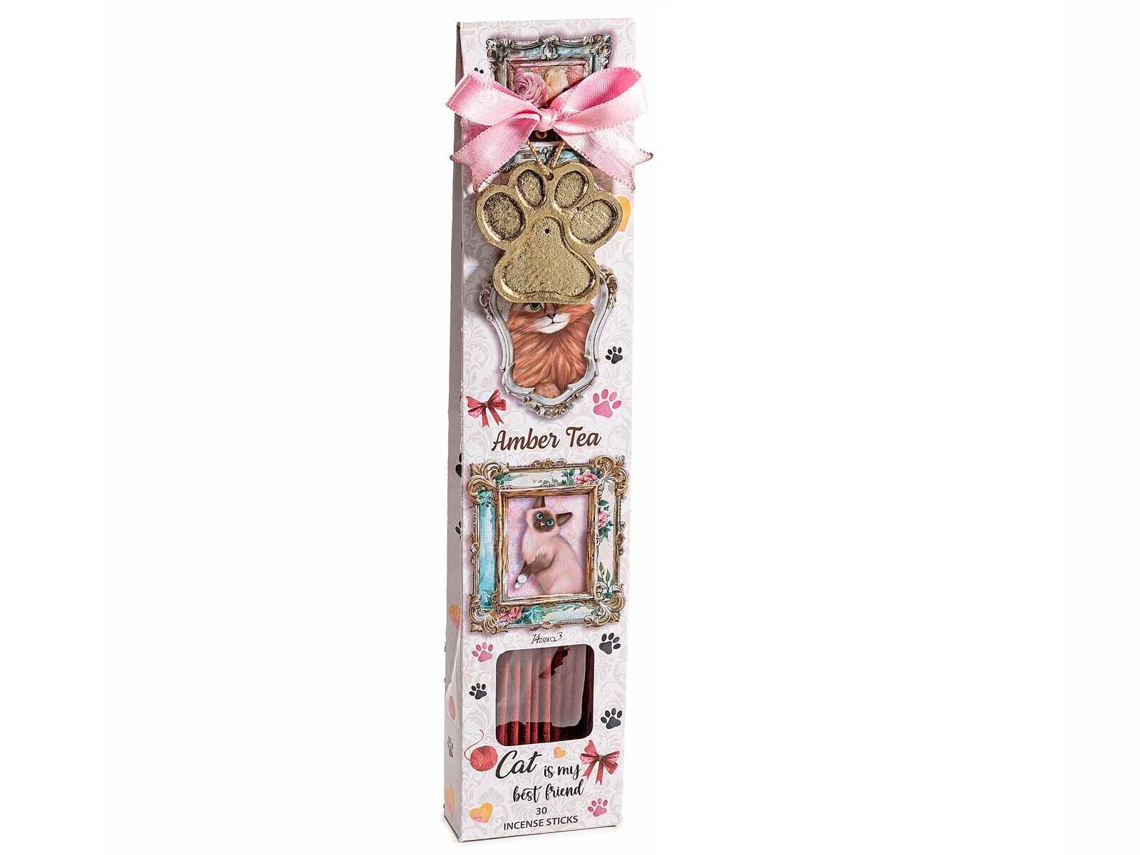 Vonné tyčinky s mačkami so stojanom - ambra, lotus Farba: bílá - ambra
