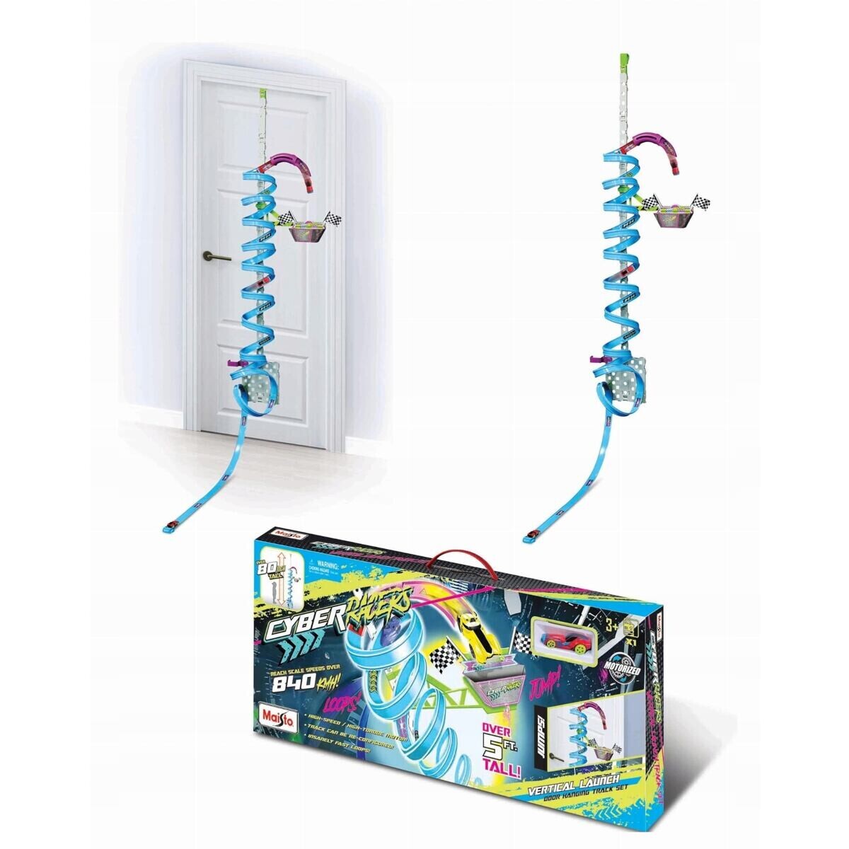 Maisto - Cyber Racers, Play set - Vertikálna dráha na dvere s autíčkom, výška cca 2m