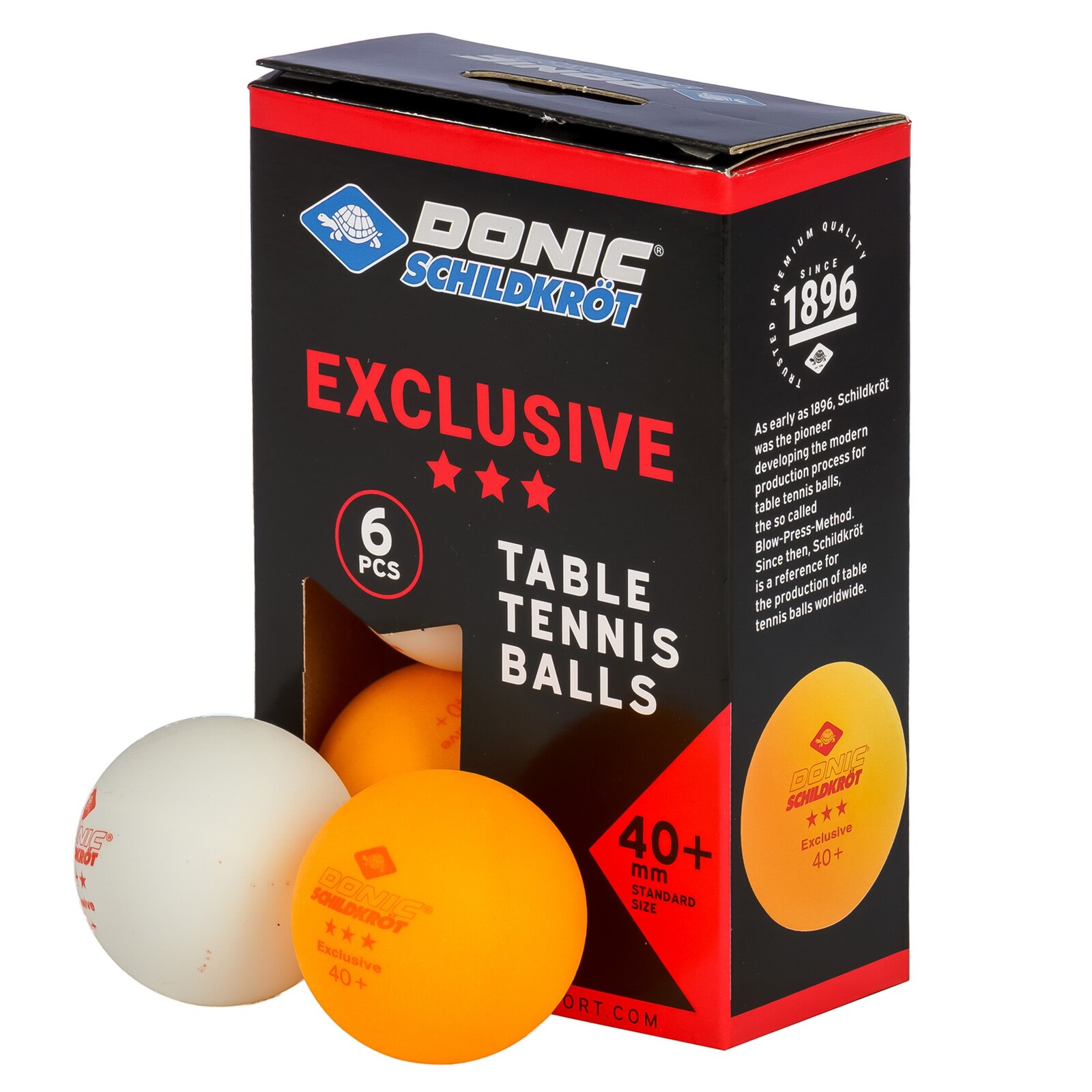 Loptičky na stolný tenis SCHILDKROT Exclusive 3-star Poly 40+ 6ks