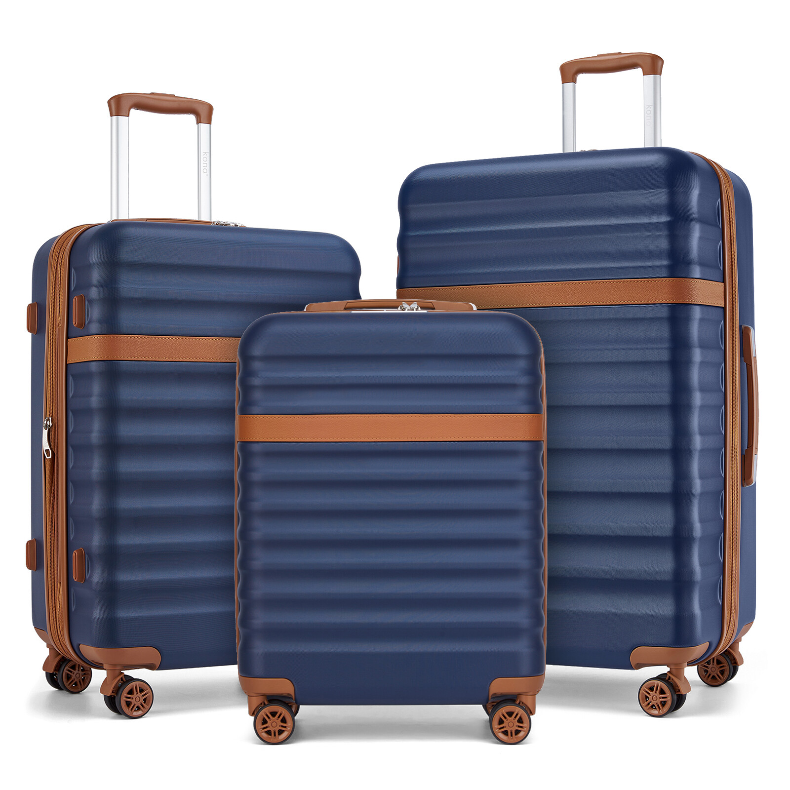 Sada 3 cestovných ABS+PC kufrov Kono 33L/57L/87L - navy