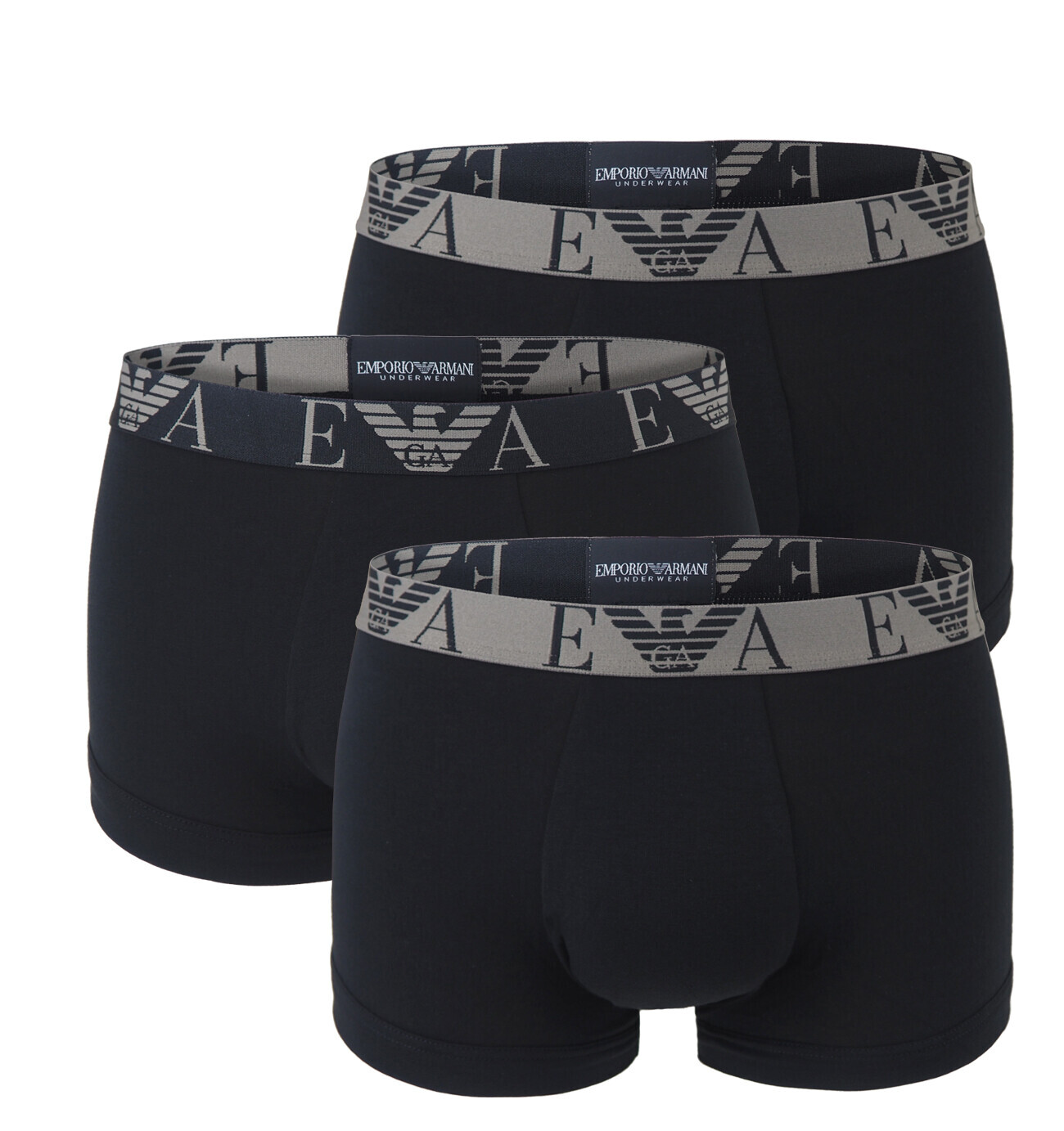 EMPORIO ARMANI - boxerky 3PACK stretch cotton fashion nero & nero colore - limited edition