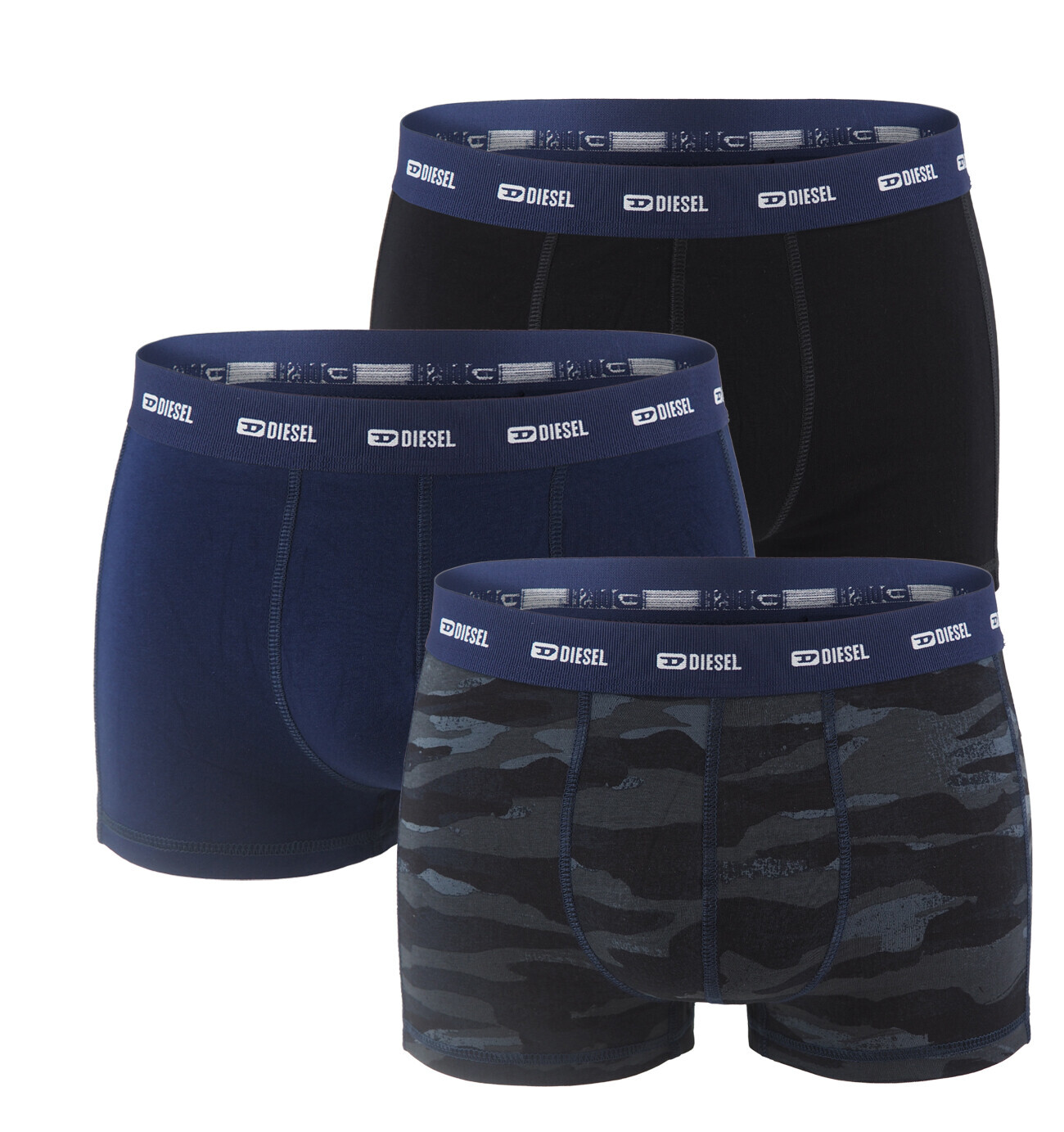 DIESEL - pánske boxerky 3PACK cotton stretch modern dark clouds - limitovaná fashion edícia