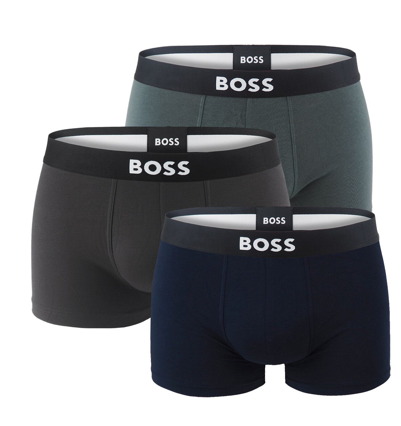 BOSS - boxerky 3PACK eco friendly organic cotton BOSS ONE modern blue & gray tones