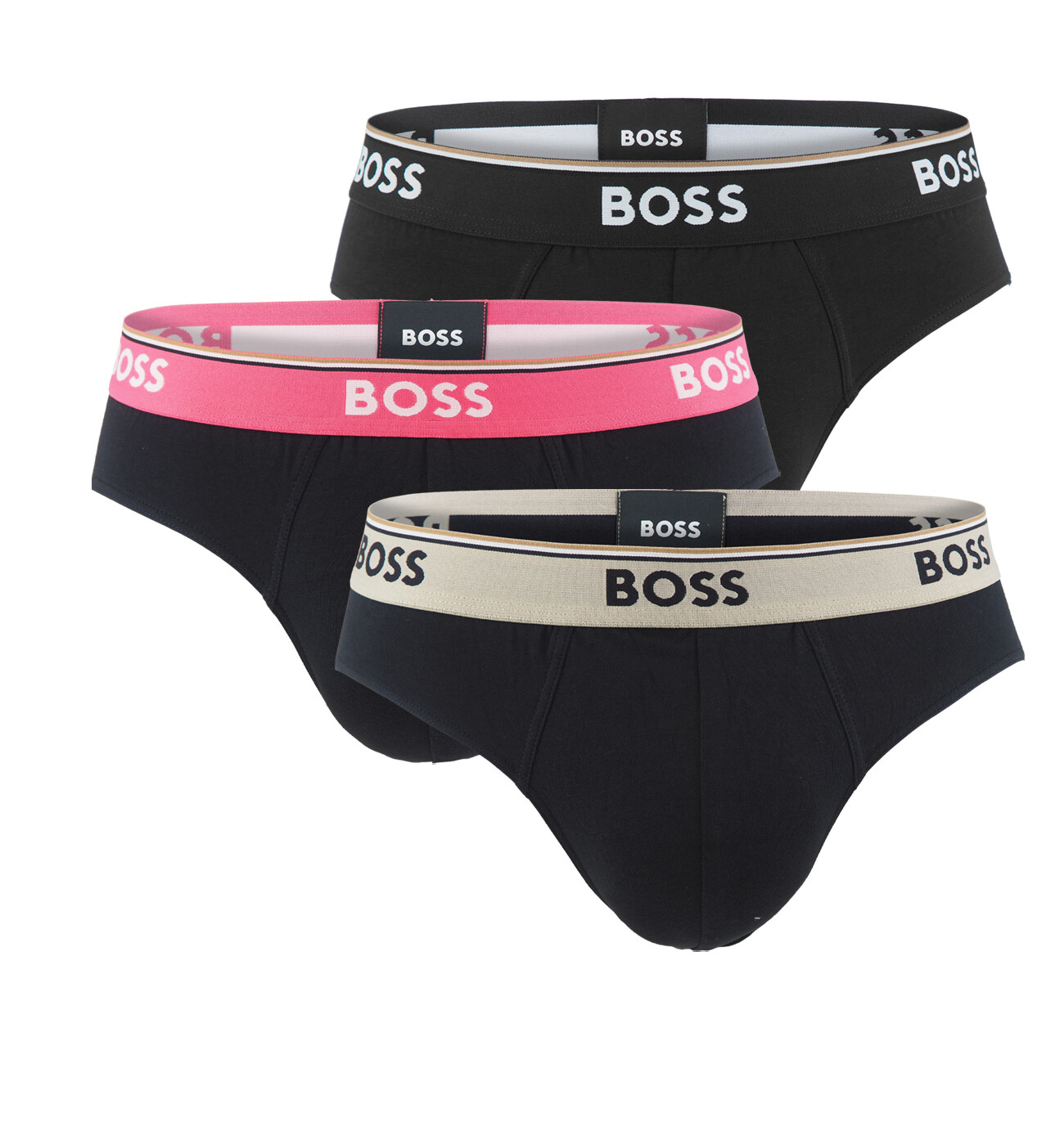 BOSS - slipy 3PACK Power cotton stretch black / color waist