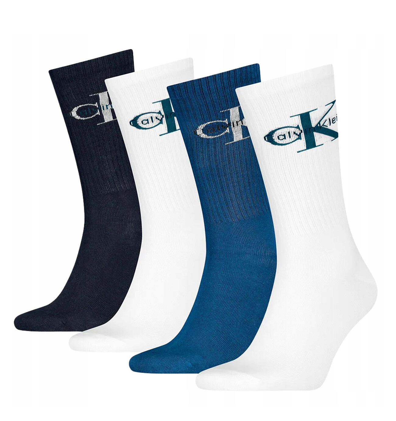 CALVIN KLEIN - ponožky 4PACK monogram cotton in dark & navy tones v darčekovom balení