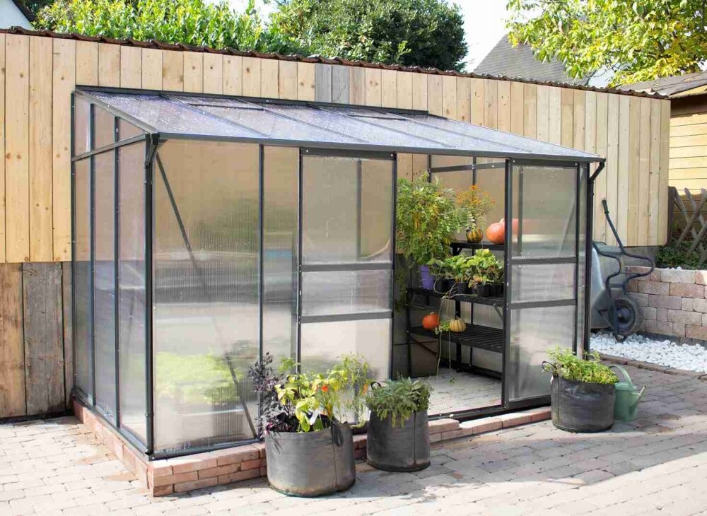 Skleník k stene VITAVIA IDA 5200 polykarbonát čierný Dekorhome