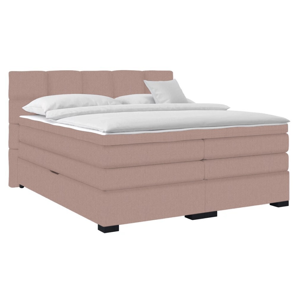 KONDELA April boxspringová manželská pocketová posteľ ružová