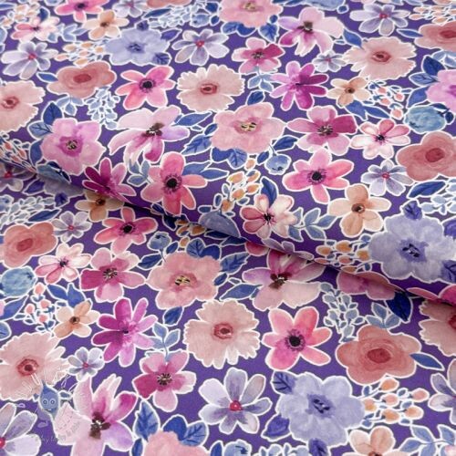 Bavlnená látka Significant flowers purple digital print
