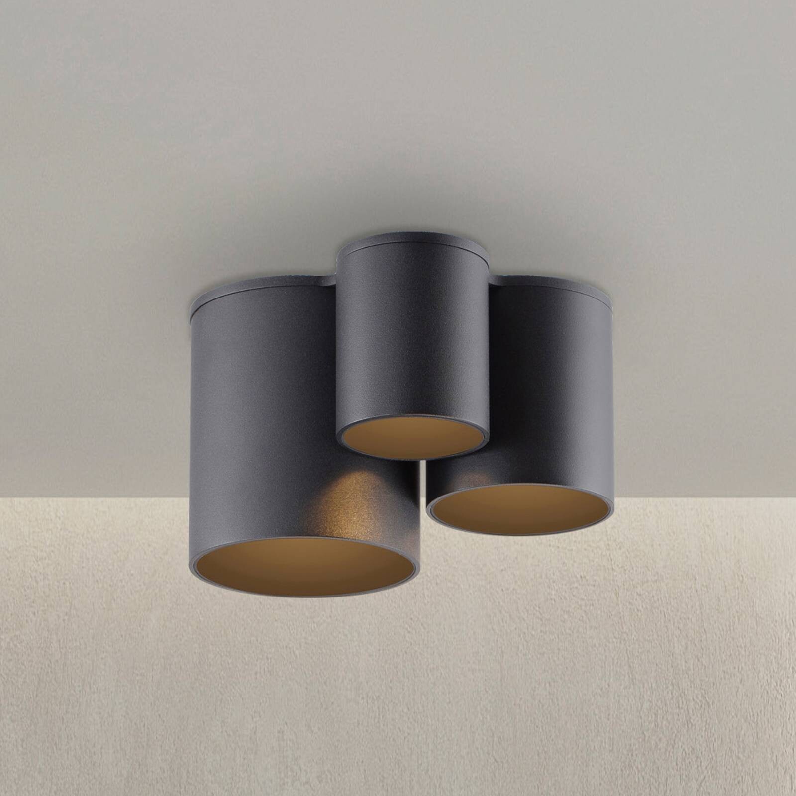 PURE stropné LED svetlo do kúpeľne Point, čierne, dĺžka 18 cm, 3-pl.