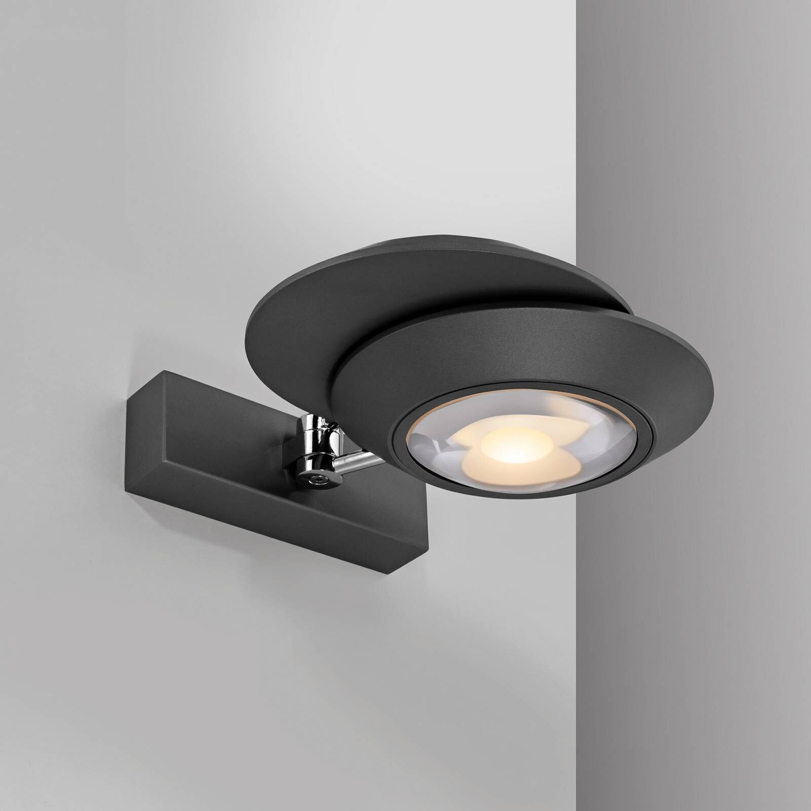 PURE LED nástenné svetlo Oculis, čierna, 30 cm železo/sklo, 2-pl.