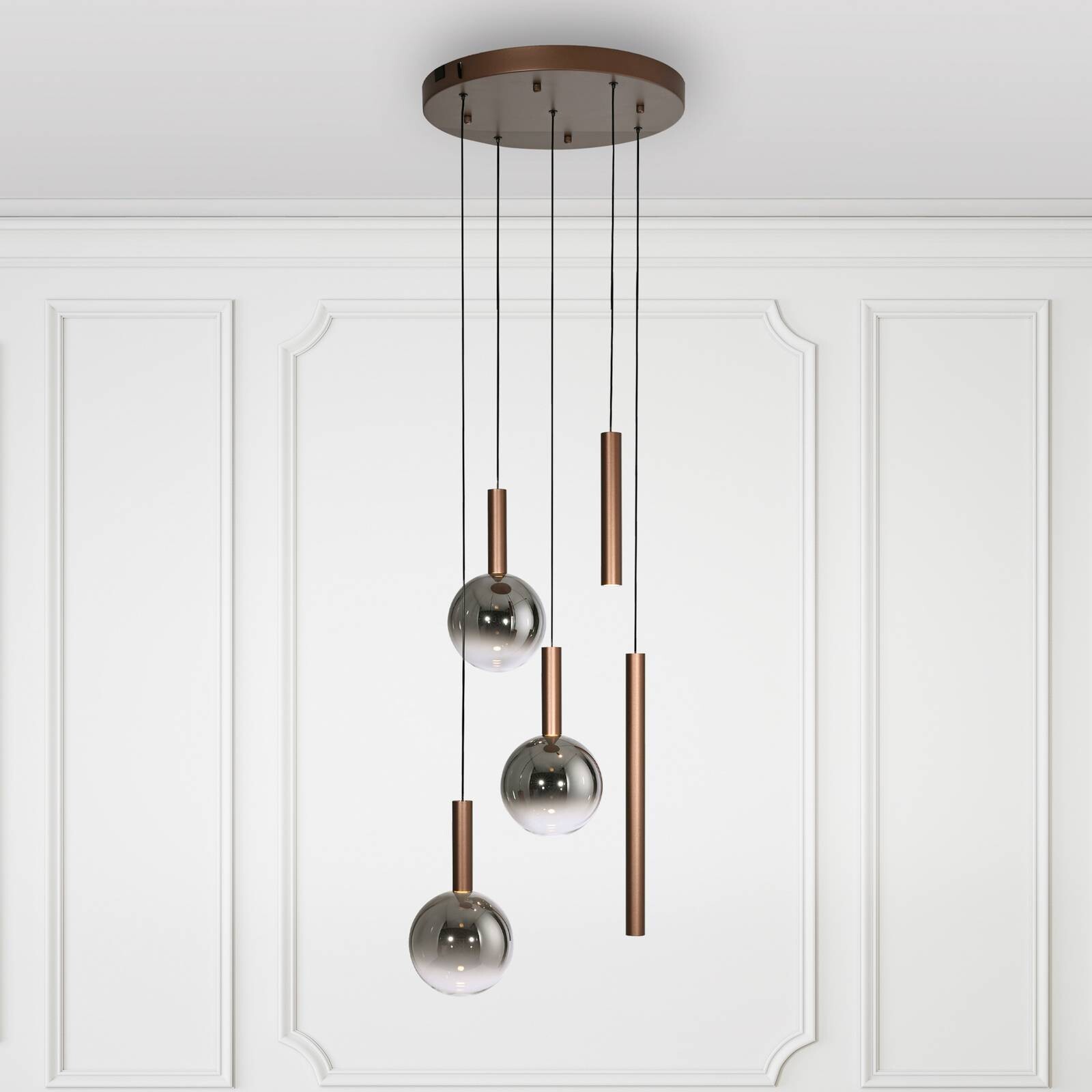 Paul Neuhaus LED závesné svietidlo Bowl, Ø 54 cm, hnedá/sivá