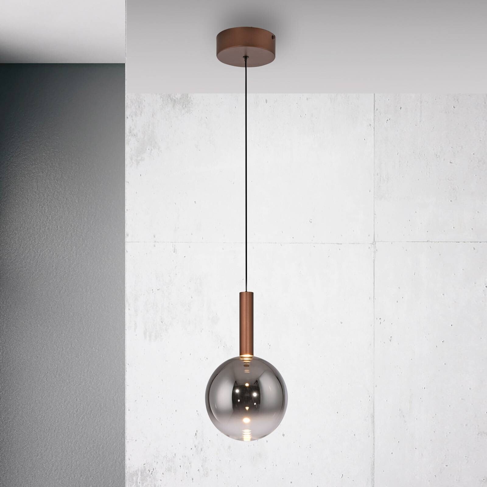 Paul Neuhaus LED závesné svietidlo Bowl, Ø 20 cm, hnedá/sivá