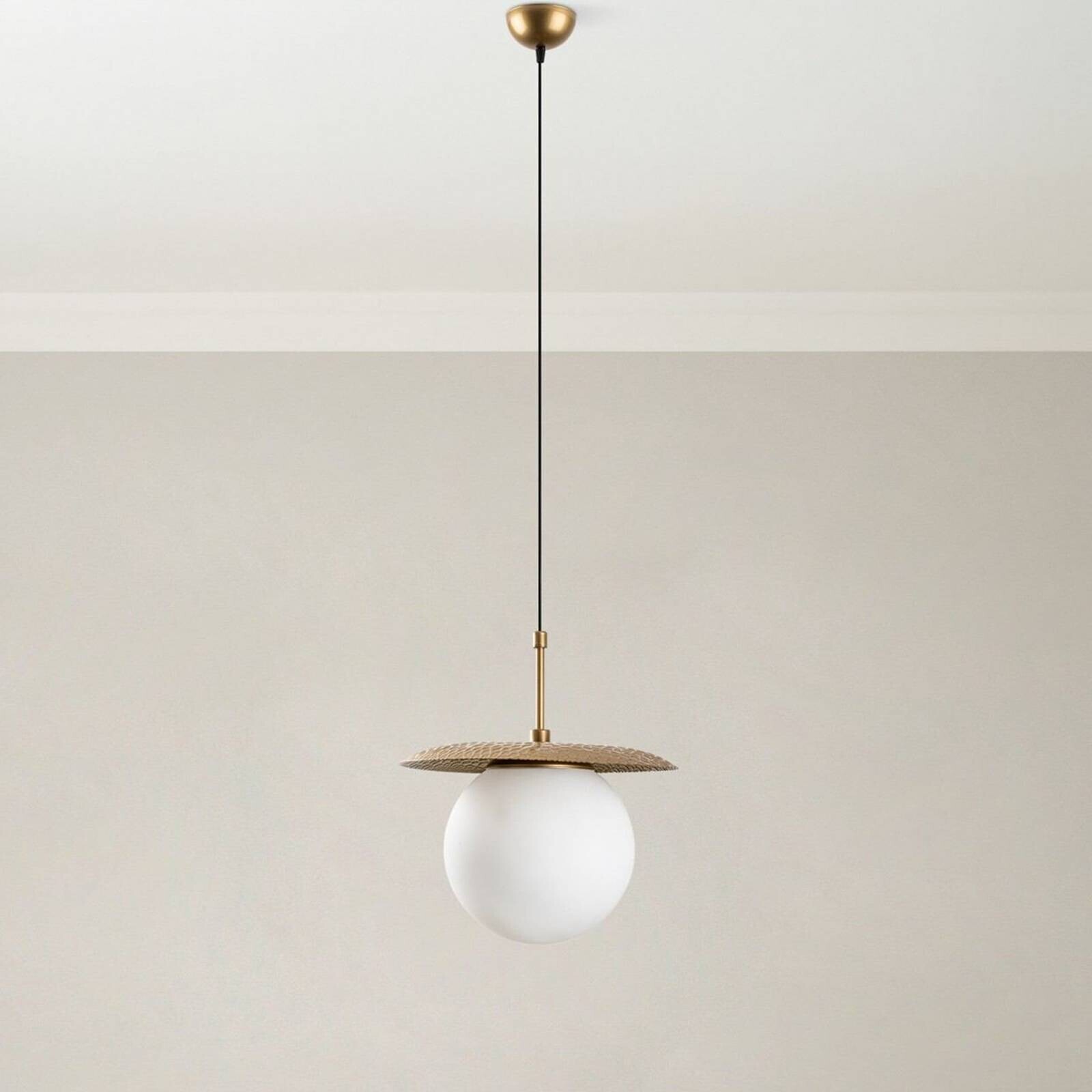 Závesné svietidlo Anemon, zlatá farba, sklo, Ø 30 cm, E27