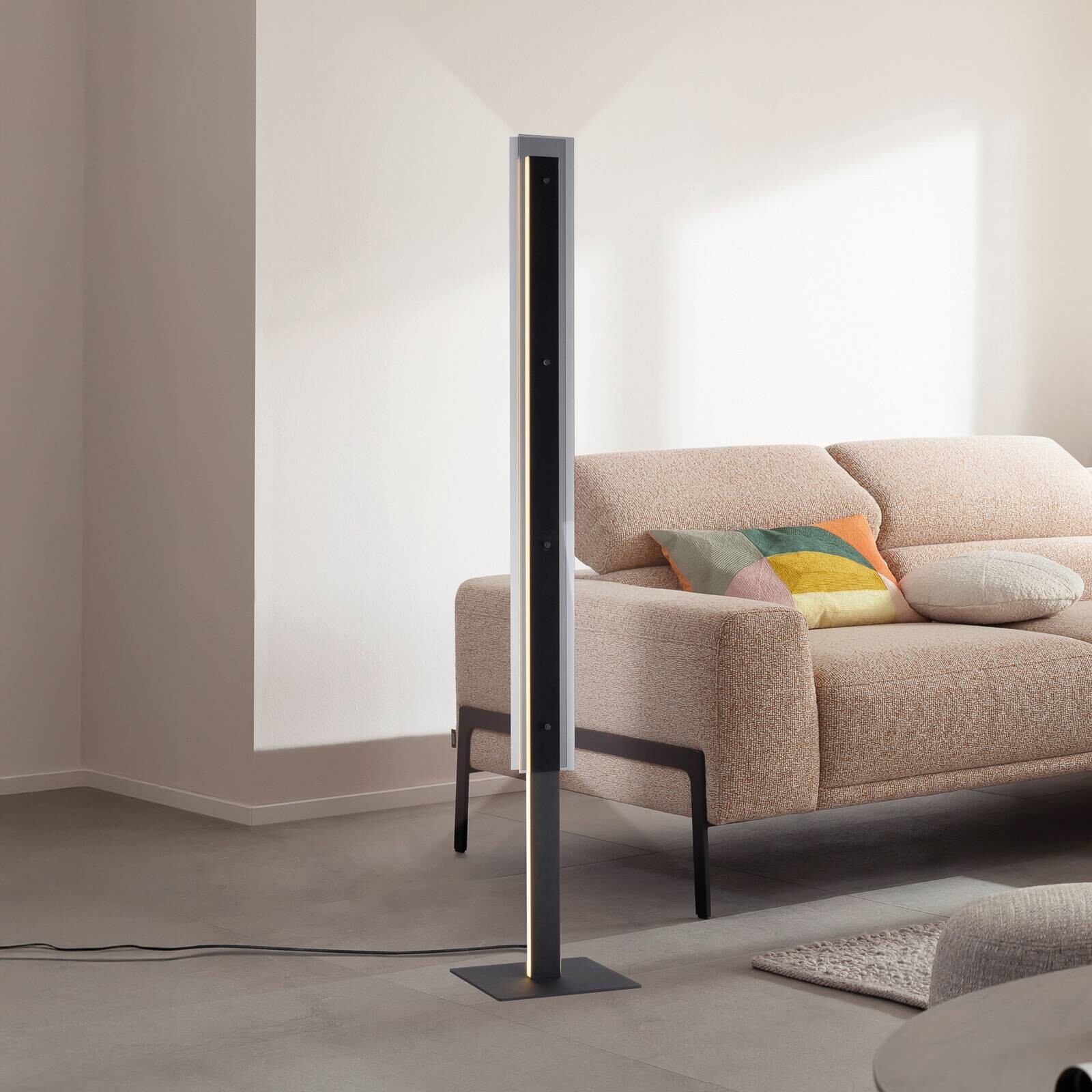 Schöner Wohnen LED stojacia lampa Lena, železo, čierne, stmievač