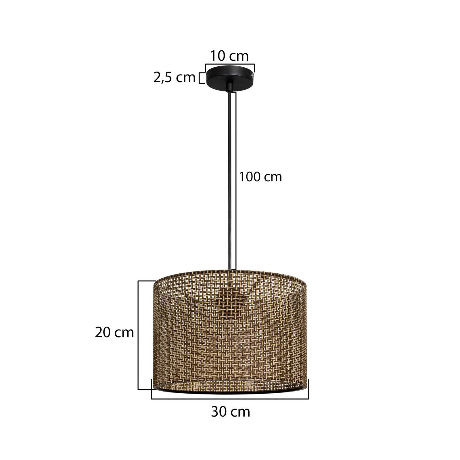 Závesné svietidlo Nara, hnedé vzorované, látka, Ø 30 cm