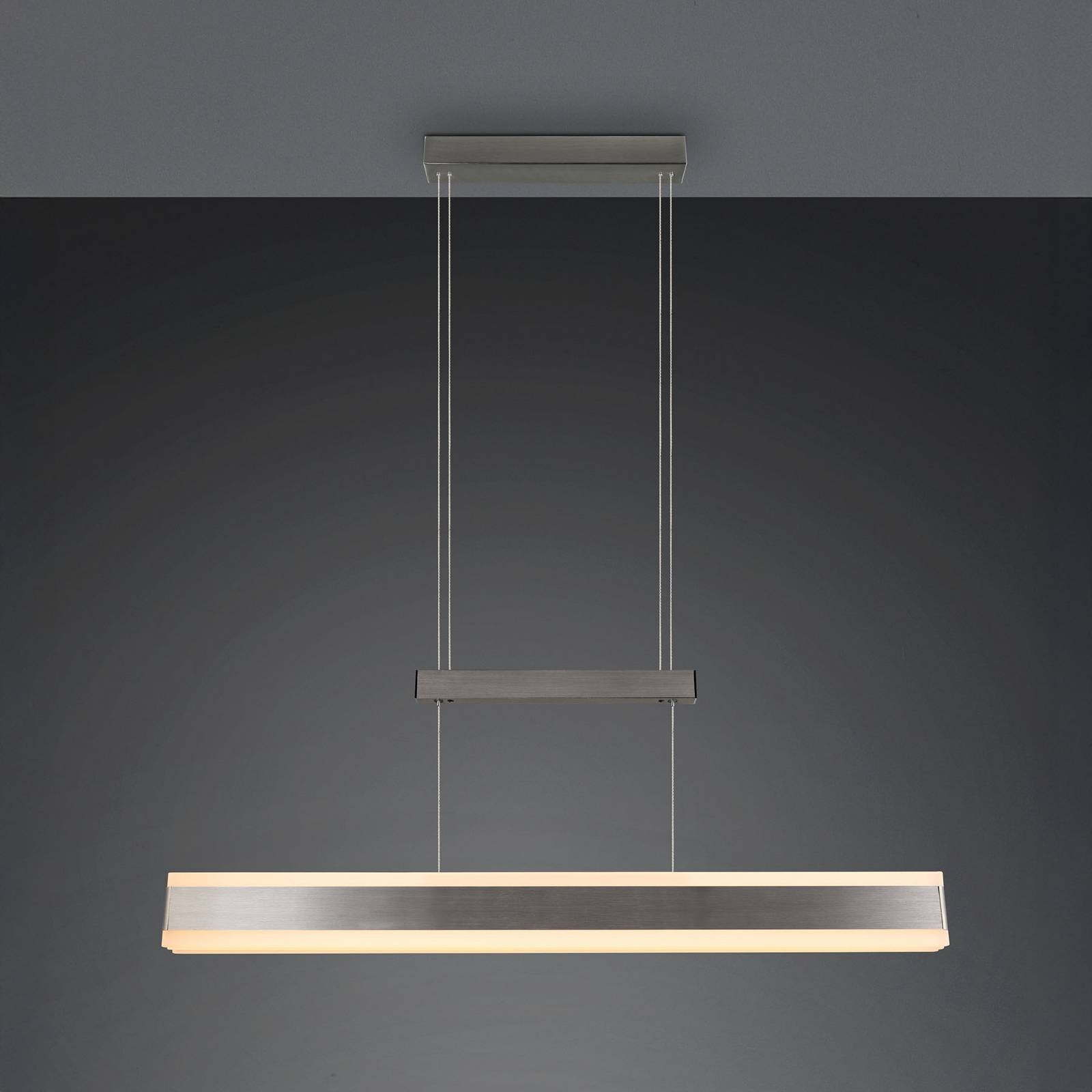 LED závesné svietidlo Arcola, niklová farba, 152 cm, CCT dotykový stmievač