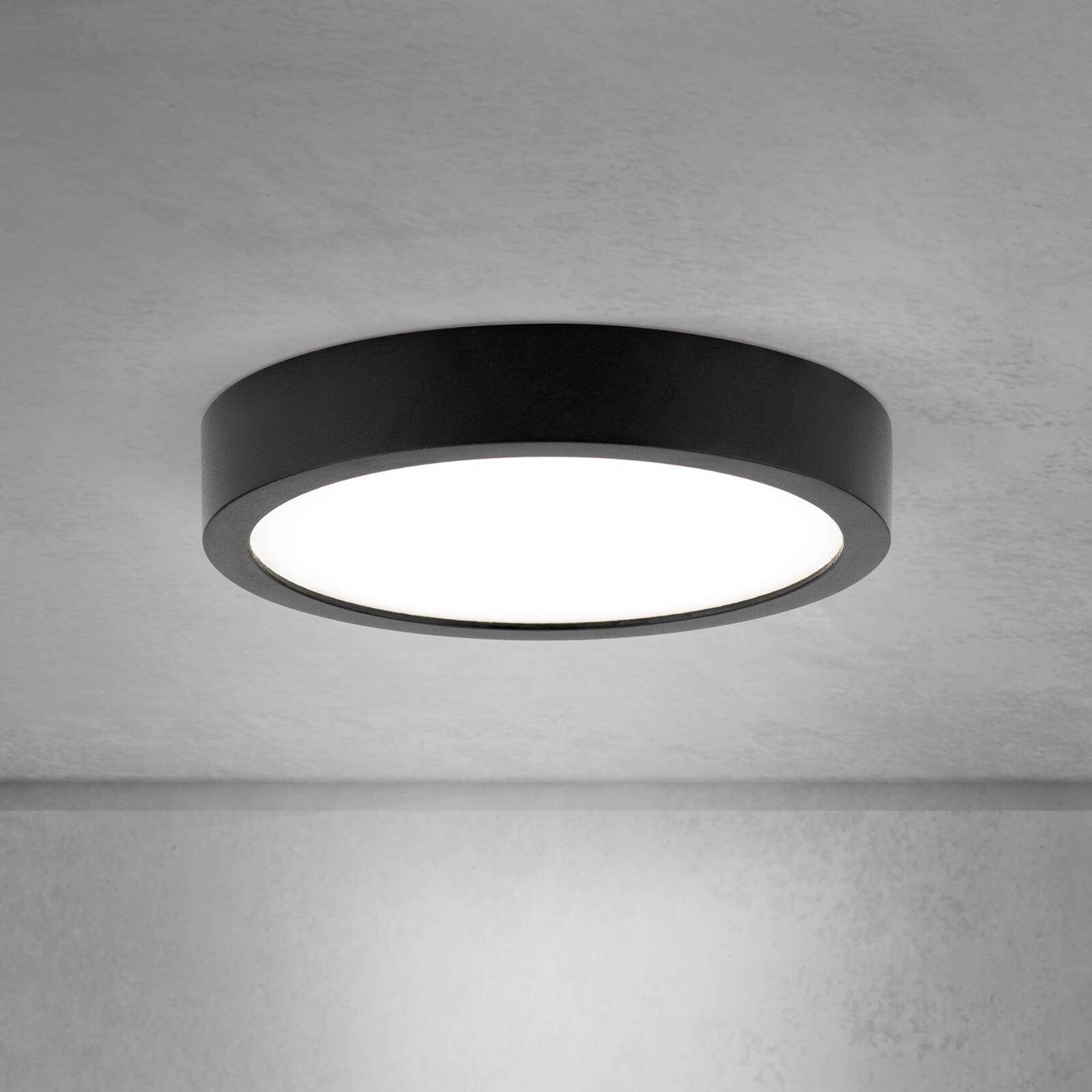 stropné LED svetlo Disc, čierne Ø 14 cm, CCT kov/plast