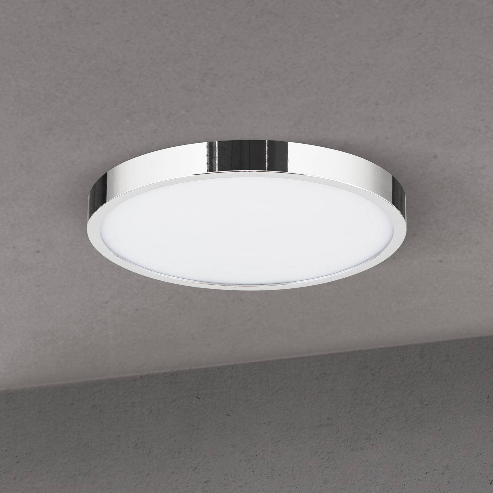 stropné LED svetlo Disc, chrómová farba, Ø 24 cm, CCT, kov