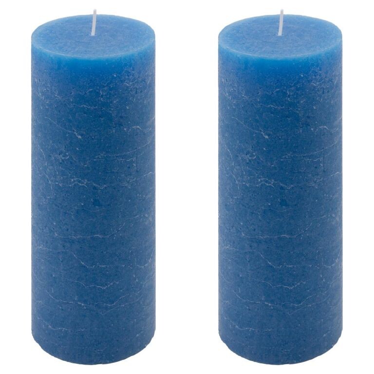 Modrá parafínová sviečka rustikálna 20 cm, 90 h, sada 2 ks