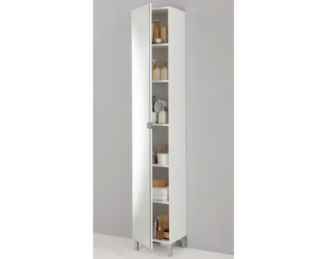 Úzka skrinka so zrkadlom a policami Tarragona, biela%