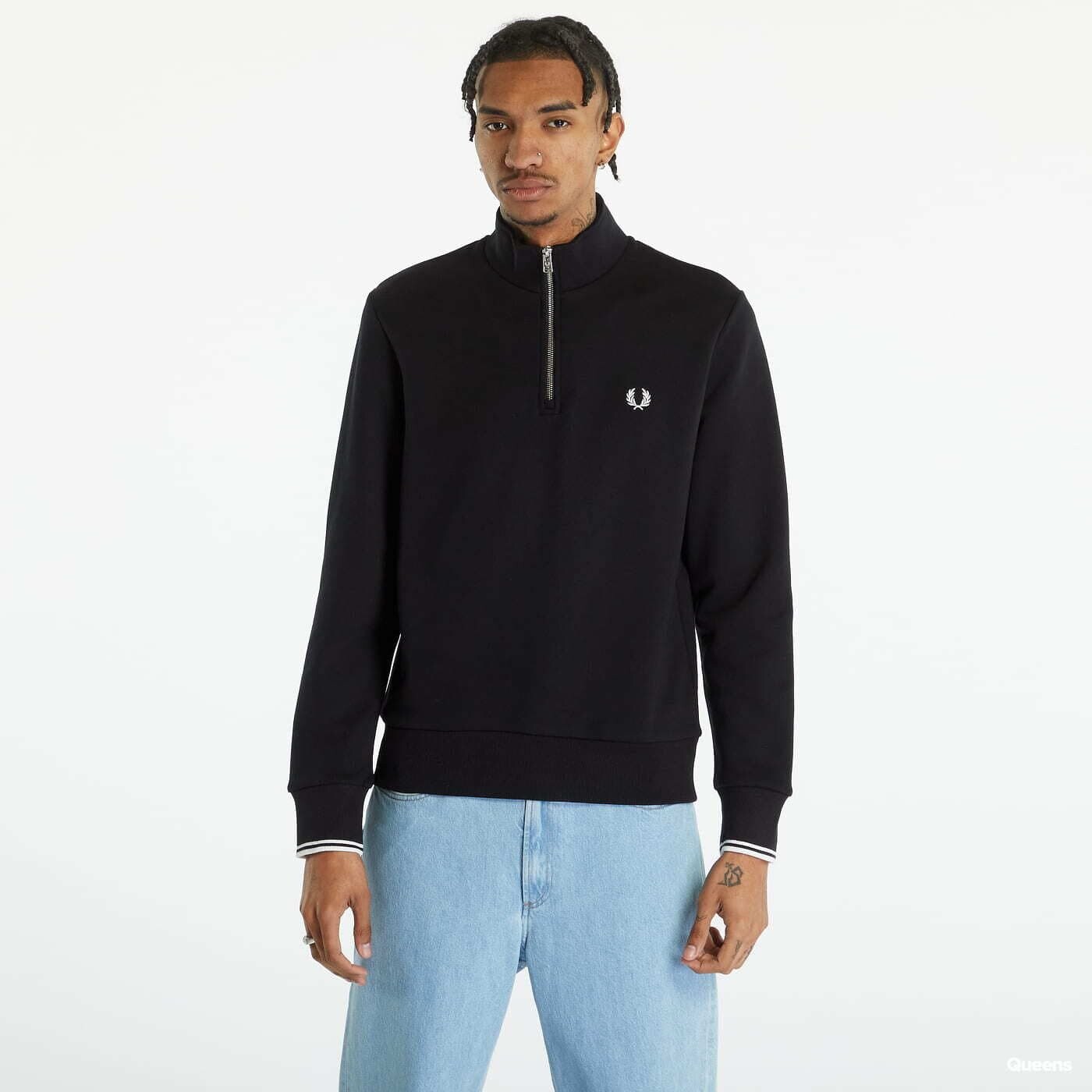 Mikina FRED PERRY Half Zip Sweatshirt Black L