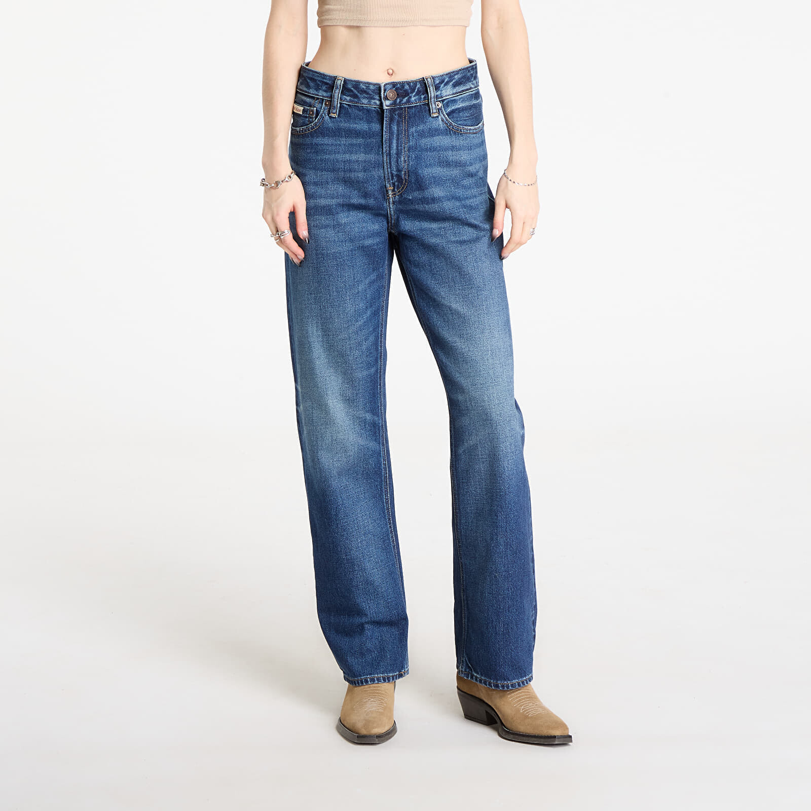 Džínsy Calvin Klein Jeans Signature 90S Straight Short Jeans Blue 26