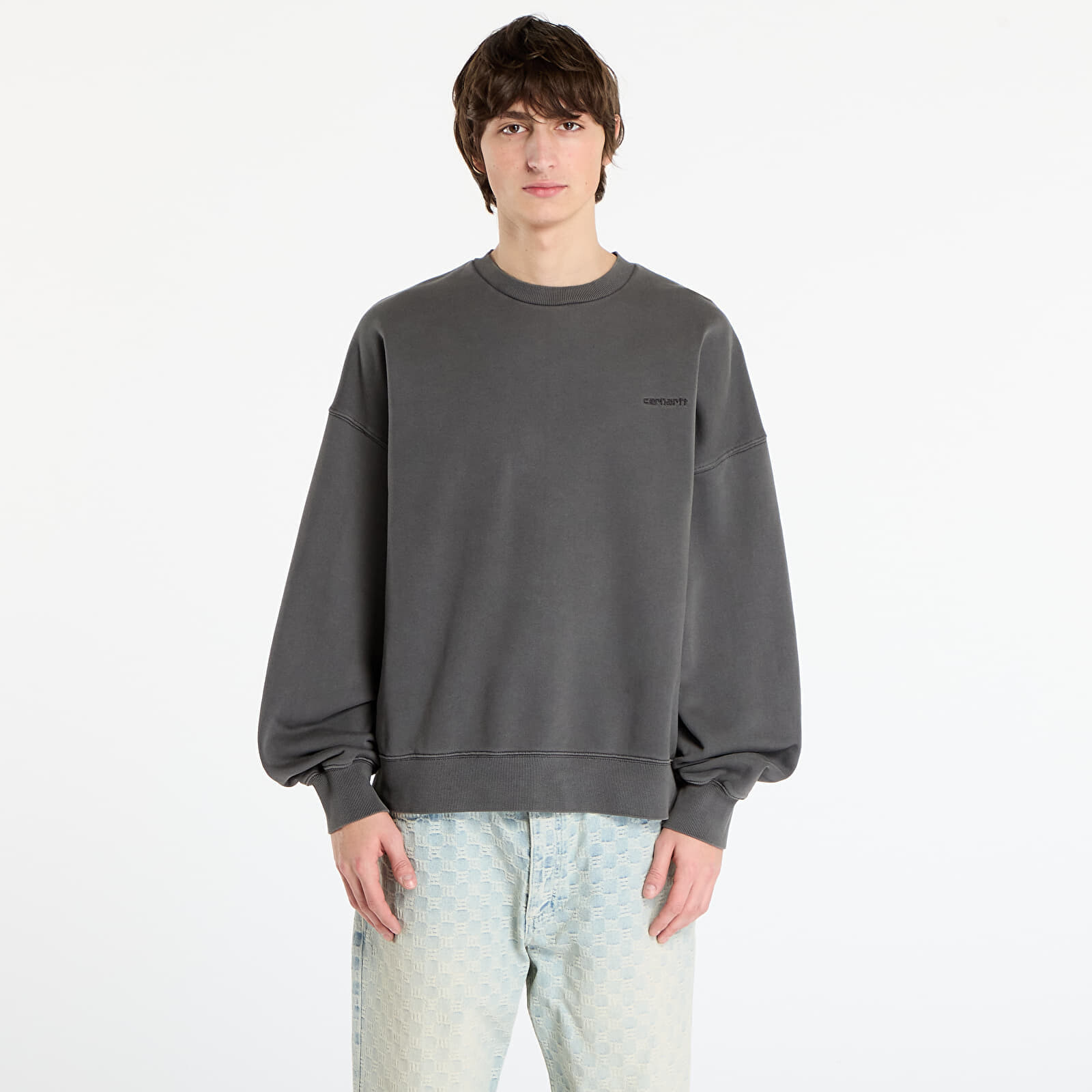 Mikina Carhartt WIP Benton Sweat Graphite Garment Dyed S