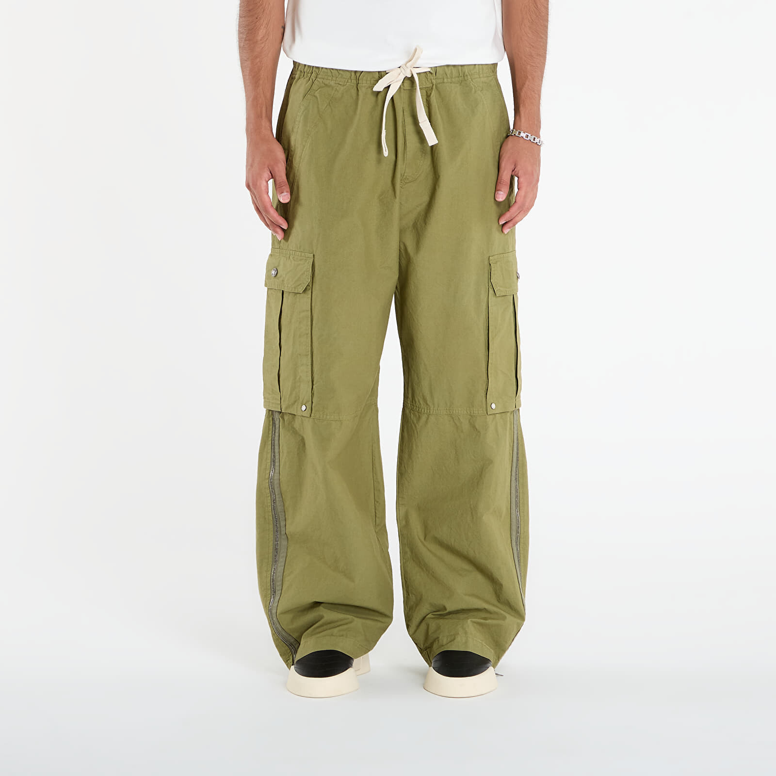 Kalhoty Palm Angels Curved Logo Cargo Pants Army Green/ Dark Green L