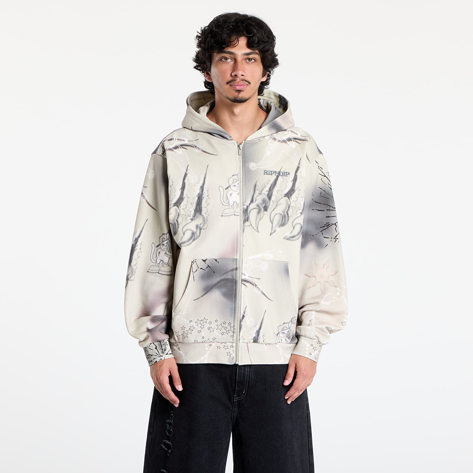Mikina RIPNDIP Stargazing Zip Up Hoodie Off White XXL