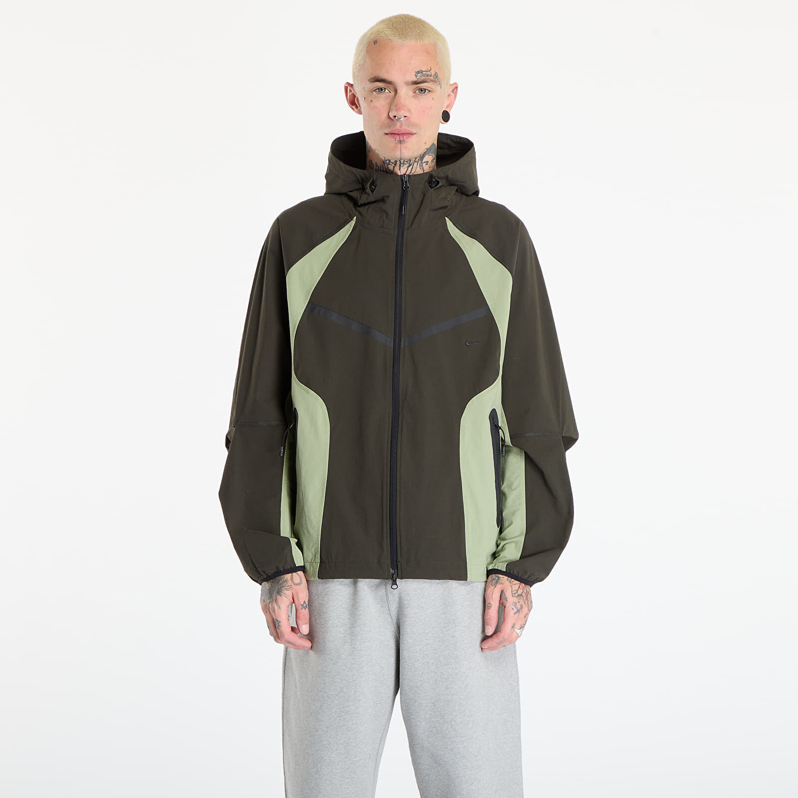Bunda Nike Tech Men's Dri-FIT Woven Color-Block Windrunner Loose Jacket Sequoia/ Oil Green/ Black XXL