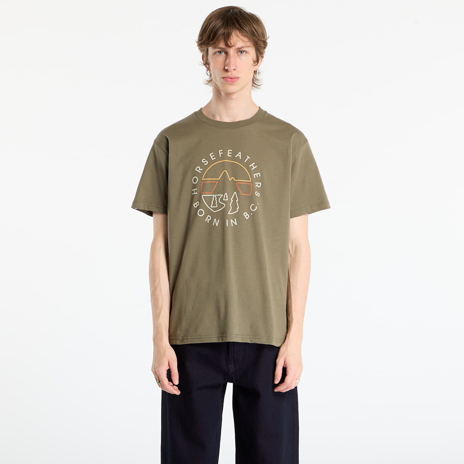 Tričko Horsefeathers Line Circle T-Shirt Burnt Olive M
