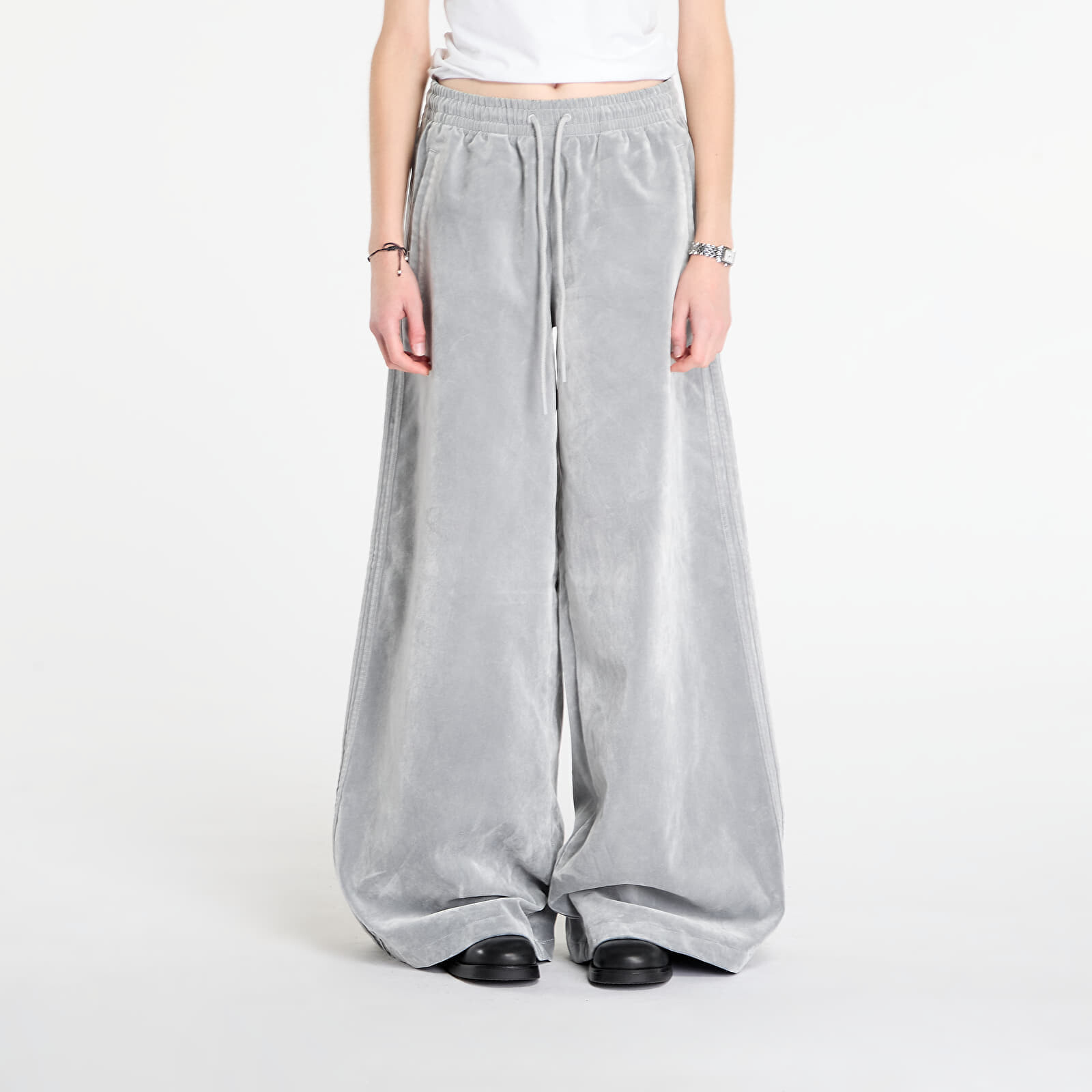 Kalhoty adidas Brushed Twill Oversized Firebird Track Pants Grey Two S