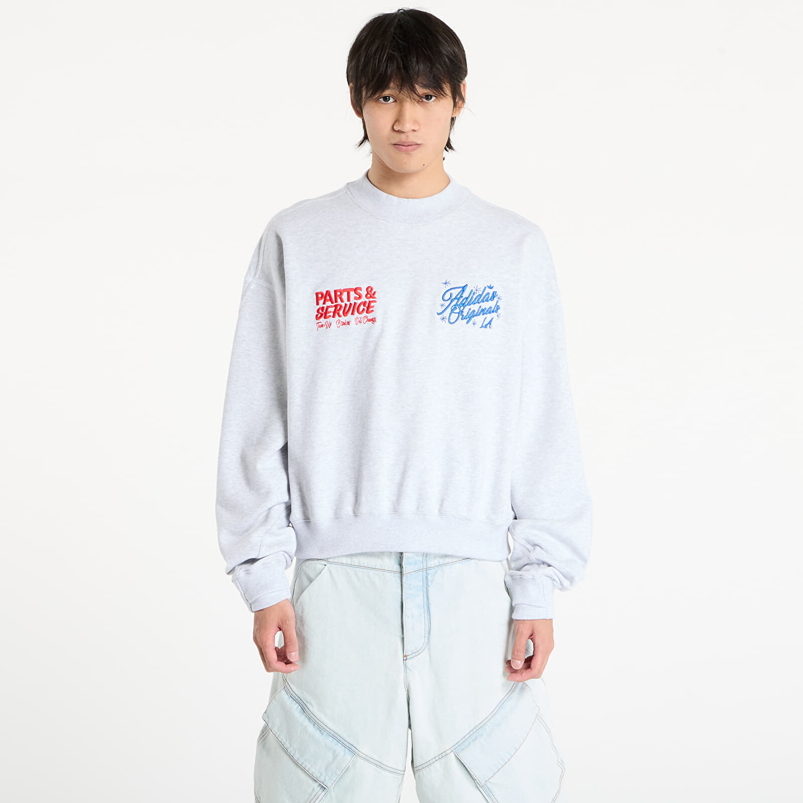 Mikina adidas x OG LA Santa Monica Crewneck UNISEX Light Grey Heather/ Black M