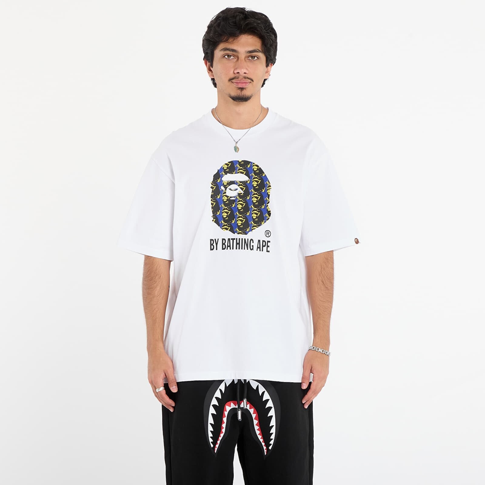 Tričko A BATHING APE Ape Head Pattern By Bathing Ape Relaxed Fit Tee White M