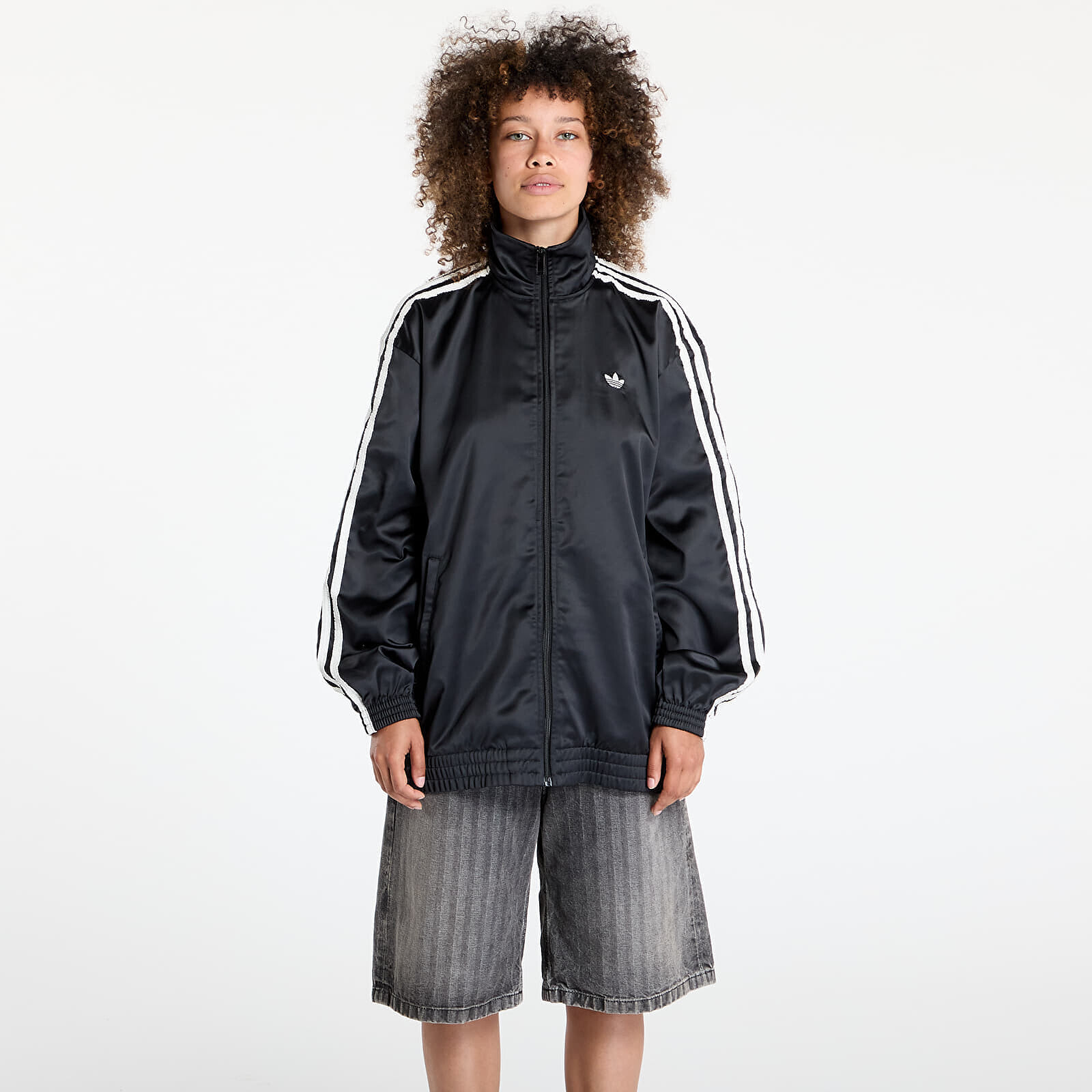 Bunda adidas Originals Satin Firebird Track Top Ruffle 3-Stripes Black L