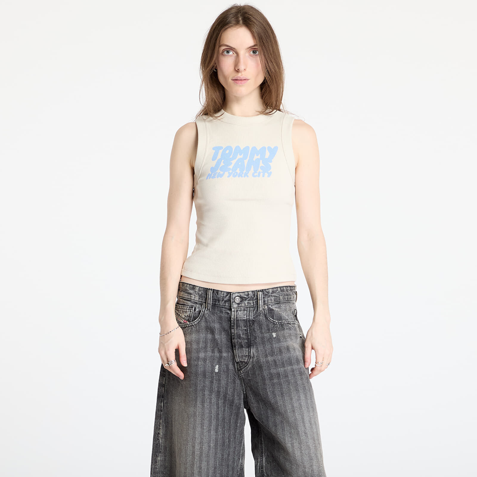 Tommy Jeans Slim Bubble Tank Top Beige S
