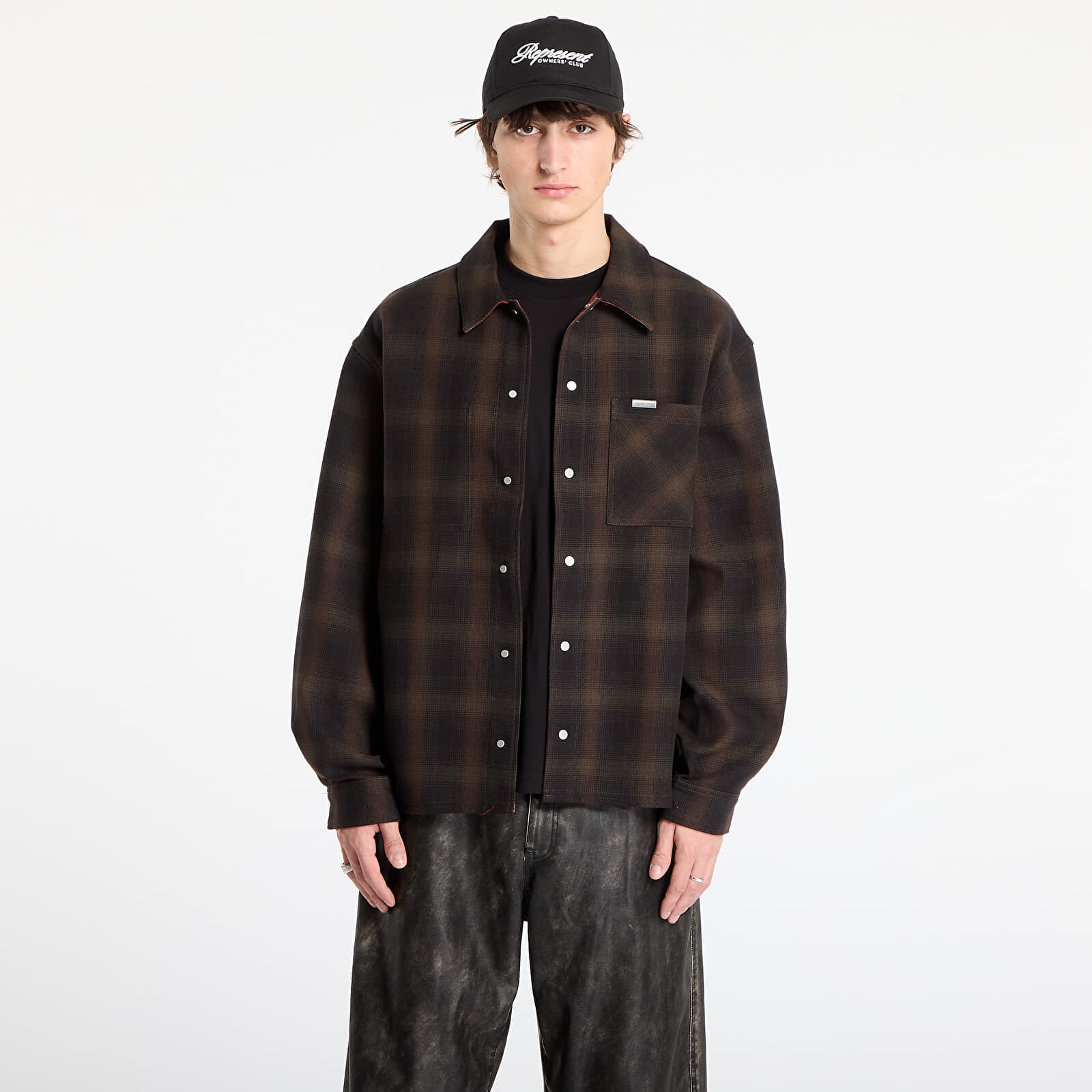 Bunda REPRESENT Bonded Reversible Check Shirt Nero L