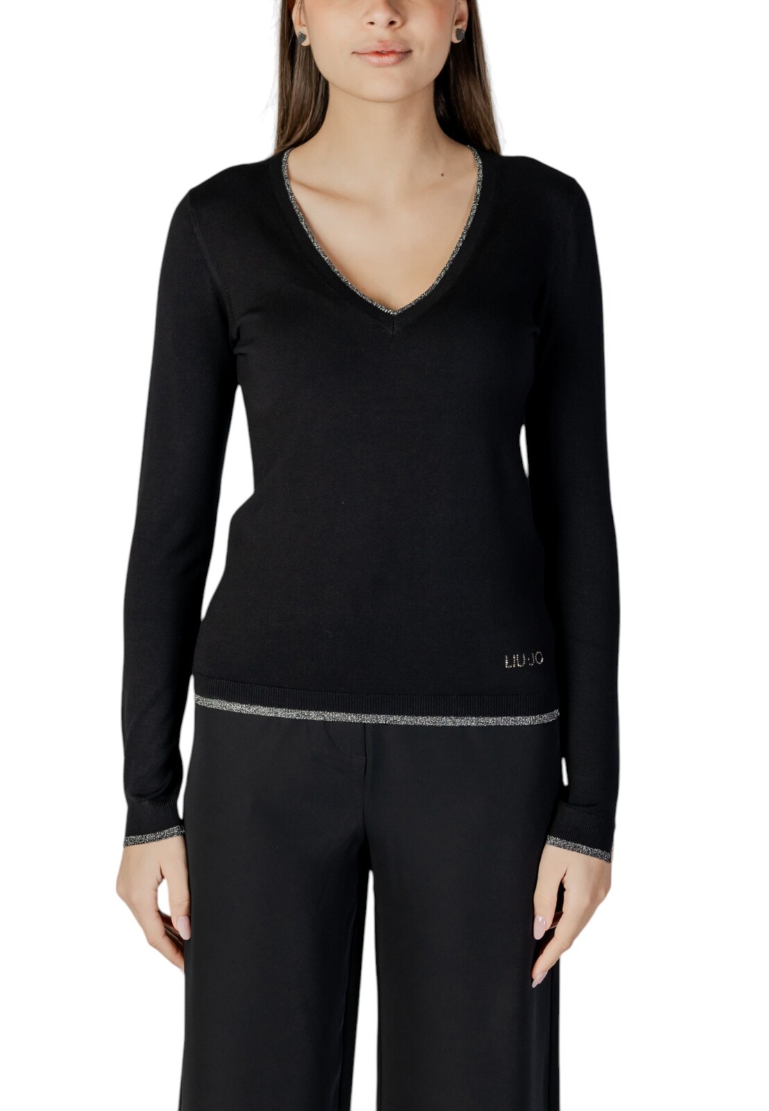 Liu Jo čierny sveter s výstrihom do V