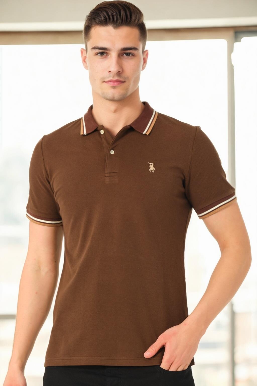 T9594 DEWBERRY MEN'S T-SHIRT-BROWN